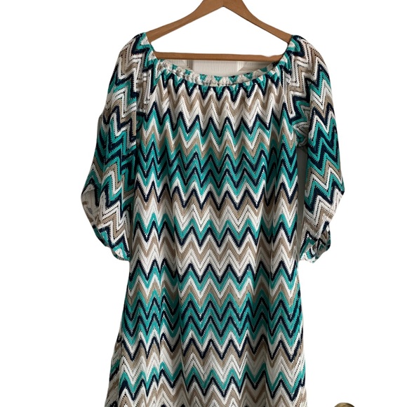 Tacera Women’s Zigzag Pattern Off  Shoulder Dress Size Large - Picture 3 of 17